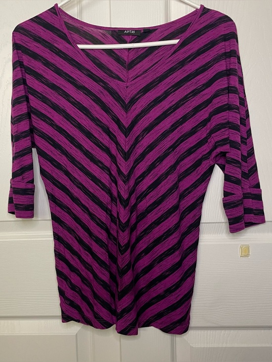 Apt. 9 Tops - Apt. 9 Purple and Black V Striped Tunic size M